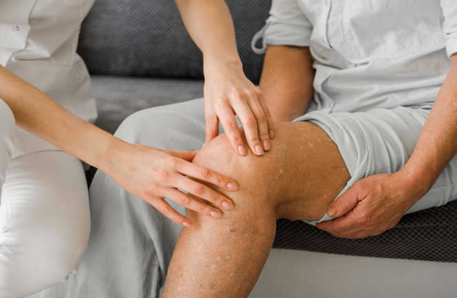 Persona revisando articulaciones